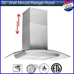36 Stainless Steel Wall Mount Range Hood Mesh Stove Kitchen Vent 760 CFM Motor