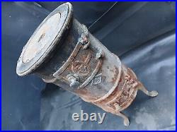 3 LEG Cast Iron Barrel Stove S77 Caboose Train Wood Coal Burning DAMAGED AS IS