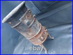 3 LEG Cast Iron Barrel Stove S77 Caboose Train Wood Coal Burning DAMAGED AS IS