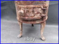 3 LEG Cast Iron Barrel Stove S77 Caboose Train Wood Coal Burning DAMAGED AS IS