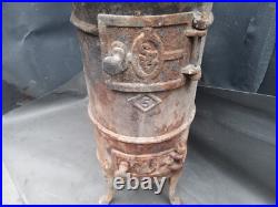 3 LEG Cast Iron Barrel Stove S77 Caboose Train Wood Coal Burning DAMAGED AS IS