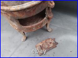 3 LEG Cast Iron Barrel Stove S77 Caboose Train Wood Coal Burning DAMAGED AS IS