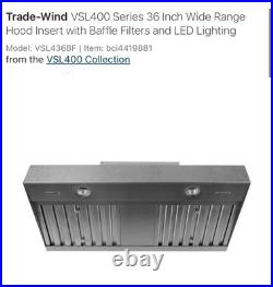 $410 Trade-Wind VSL436BF VSL400 Series 36W Range Hood Insert Stainless Steel