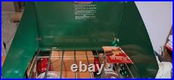 425E Vintage Coleman Two Burner Camp Stove 425E499 NEW, COMPLETE