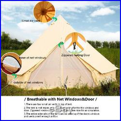 5M Canvas Bell Tent Camping Tent Large Family Tipi Waterproof Cotton +Stove Jack