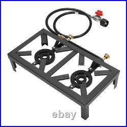 8000W Portable Double Burner Outdoor Gas Stove for Camping BBQ