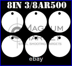 8in. 3/8in. AR500 Hardened Metal Gongs Steel Shooting Range NRA Pistol Targets