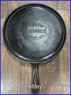 #9 Cast Iron Griddle Martin Stove & Range Co Florence AL Vtg Round Hamburger