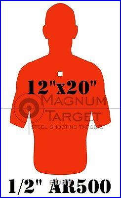 AR500 1/2 Combatant Silhouette 12 x 20 Steel Shooting Range Gong Metal Target