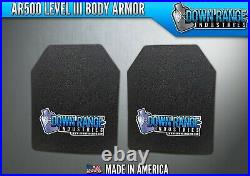 AR500 Level 3 III Body Armor Plates Pair Curved 8x10