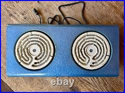Ajax Portable Dual Electric Stove Ceramic Burners Blue Vintage Works Great Cond
