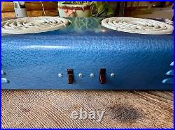 Ajax Portable Dual Electric Stove Ceramic Burners Blue Vintage Works Great Cond