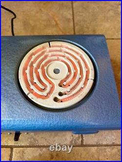 Ajax Portable Dual Electric Stove Ceramic Burners Blue Vintage Works Great Cond