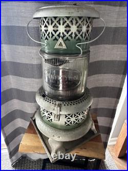 Antique # 1692 Perfection Pyrex Glass Parlor Cabin Oil Kerosene Heater Enameled