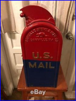 Antique 1925 Cast Iron U. S. Mail Box Danville Stove MFG Letters Post Office