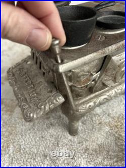 Antique 19th C. PERFECTION Salesman's Sample Cast Iron Stove with Accessories