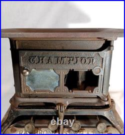 Antique 19th C Rare Rathbone Sard Co. Champion Four Burner Sad Iron Heater Stove