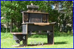 Antique 19th Century Victorian Cast Iron Brass Stove Ornate Art Fine Scrollwork