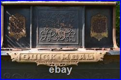 Antique 19th Century Victorian Cast Iron Brass Stove Ornate Art Fine Scrollwork