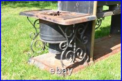 Antique 19th Century Victorian Cast Iron Brass Stove Ornate Art Fine Scrollwork