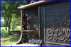 Antique 19th Century Victorian Cast Iron Brass Stove Ornate Art Fine Scrollwork