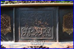 Antique 19th Century Victorian Cast Iron Brass Stove Ornate Art Fine Scrollwork