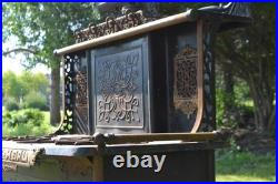 Antique 19th Century Victorian Cast Iron Brass Stove Ornate Art Fine Scrollwork