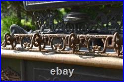 Antique 19th Century Victorian Cast Iron Brass Stove Ornate Art Fine Scrollwork