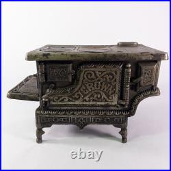 Antique 19th c. CROWN Brand Cast Iron Toy Cook Stove Salesman Sample Ornate 11