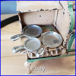 Antique Arcade Cast Iron Hotpoint Electric Stove with 3 Cast Iron Skillets