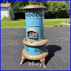 Antique Blue Enamel Perfection Oil Heater Cabin Parlor Stove Kerosene 240-c