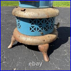 Antique Blue Enamel Perfection Oil Heater Cabin Parlor Stove Kerosene 240-c