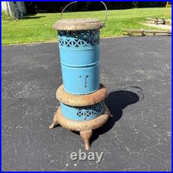 Antique Blue Enamel Perfection Oil Heater Cabin Parlor Stove Kerosene 240-c