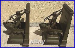 Antique Bronze Jb Jennings Brothers Book Ends A Dead Whale Or A Stove Boat