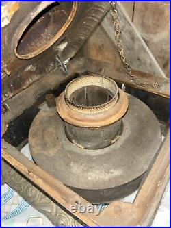 Antique Cast Iron Victorian Stove Rare Art Laurel Number 10 Wooden Wheels