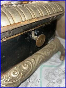 Antique Cast Iron Victorian Stove Rare Art Laurel Number 10 Wooden Wheels