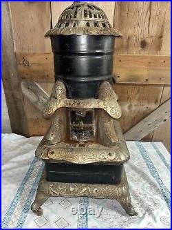 Antique Cast Iron Victorian Stove Rare Art Laurel Number 10 Wooden Wheels