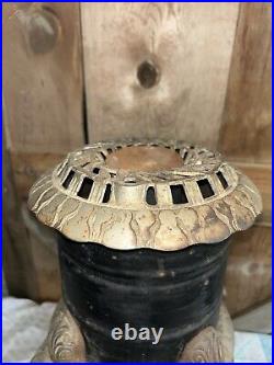 Antique Cast Iron Victorian Stove Rare Art Laurel Number 10 Wooden Wheels