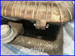 Antique Cast Iron Victorian Stove Rare Art Laurel Number 10 Wooden Wheels