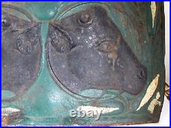 Antique Cast iron Kenwood Stove Raised Panel 2 Cows and Corn