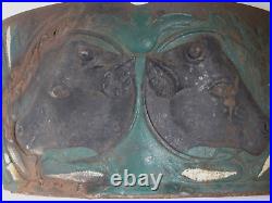 Antique Cast iron Kenwood Stove Raised Panel 2 Cows and Corn