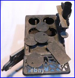 Antique Crescent Cast Iron Miniature Salesman Sample Cook Stove w Accessories