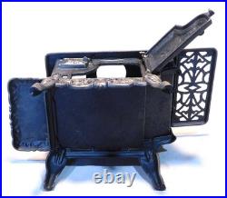 Antique Crescent Cast Iron Miniature Salesman Sample Cook Stove w Accessories