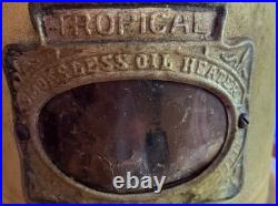 Antique Early 1900s TROPICAL Smokeless Oil Heater Rare Floral Design. 24hx 15w
