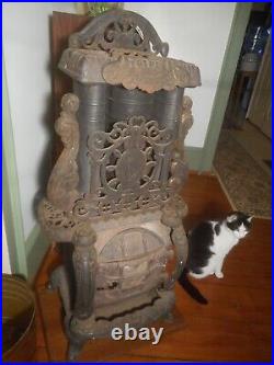 Antique Fancy Victorian Cast Iron F & L KAHN BROS Gas Parlor Stove Heater 1800's