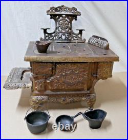 Antique Marvel Range Cast Iron Stove- Salesman Sample Doll Toy Big 16 in. Wide