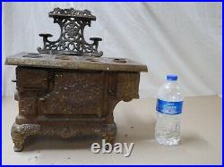 Antique Marvel Range Cast Iron Stove- Salesman Sample Doll Toy Big 16 in. Wide