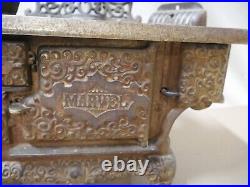 Antique Marvel Range Cast Iron Stove- Salesman Sample Doll Toy Big 16 in. Wide