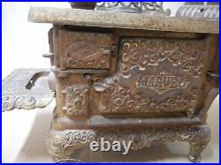 Antique Marvel Range Cast Iron Stove- Salesman Sample Doll Toy Big 16 in. Wide