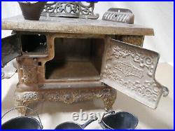 Antique Marvel Range Cast Iron Stove- Salesman Sample Doll Toy Big 16 in. Wide